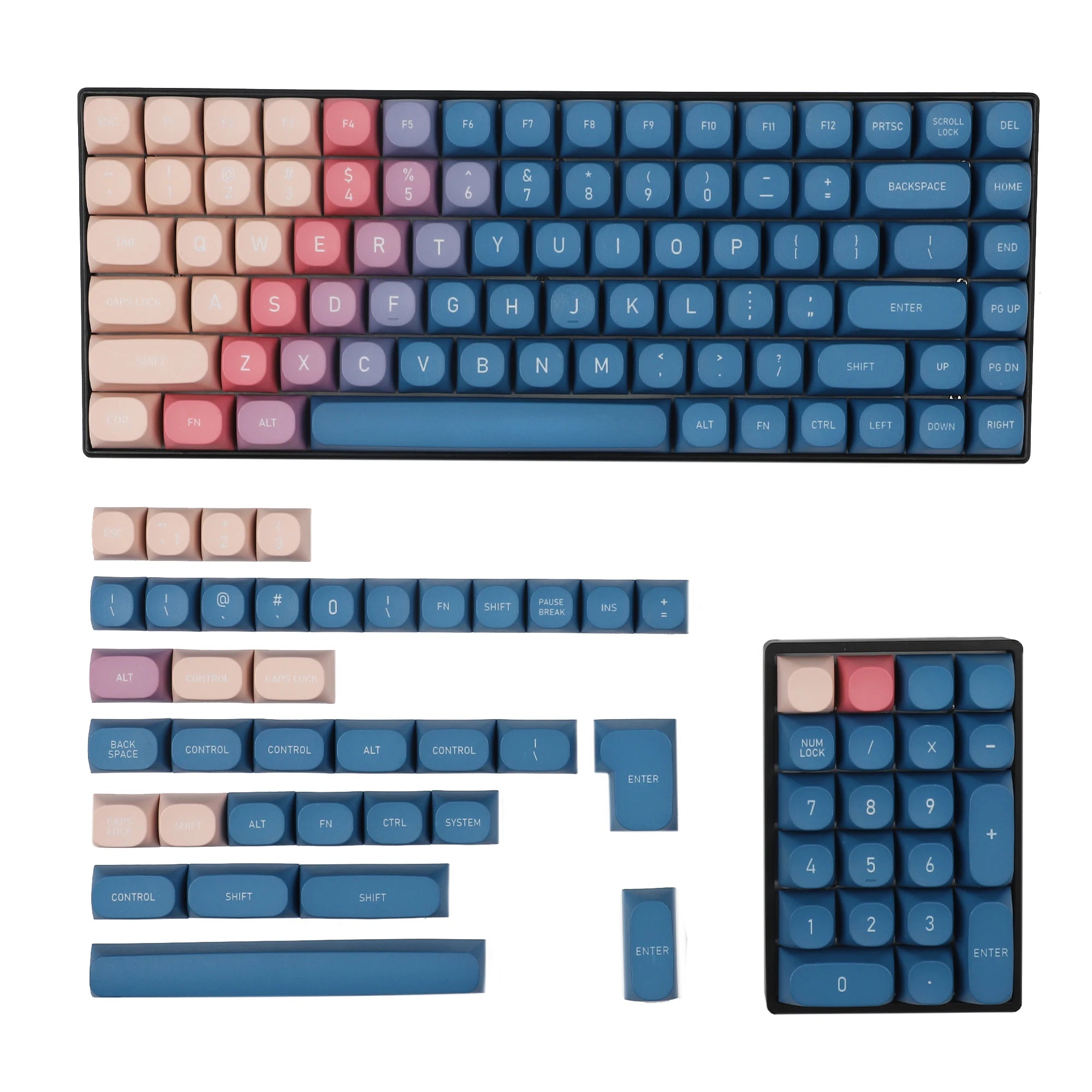 Twilight Gradient PBT Keycaps - CO2 Etched, Ball Shape Profile