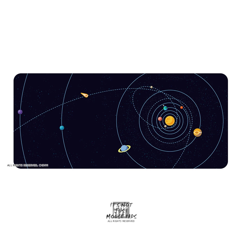 CelestialKeys Galaxy Deskmat - Stellar Solar System-Themed Mousepad mit genähten Kanten
