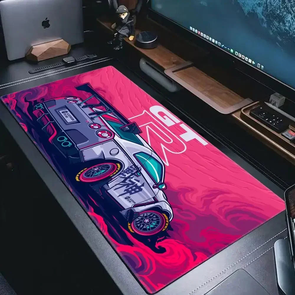 TurboDrift GT Desk Mat – Non-Slip Desk Mat with Sports Car Art for Gamers & Creators