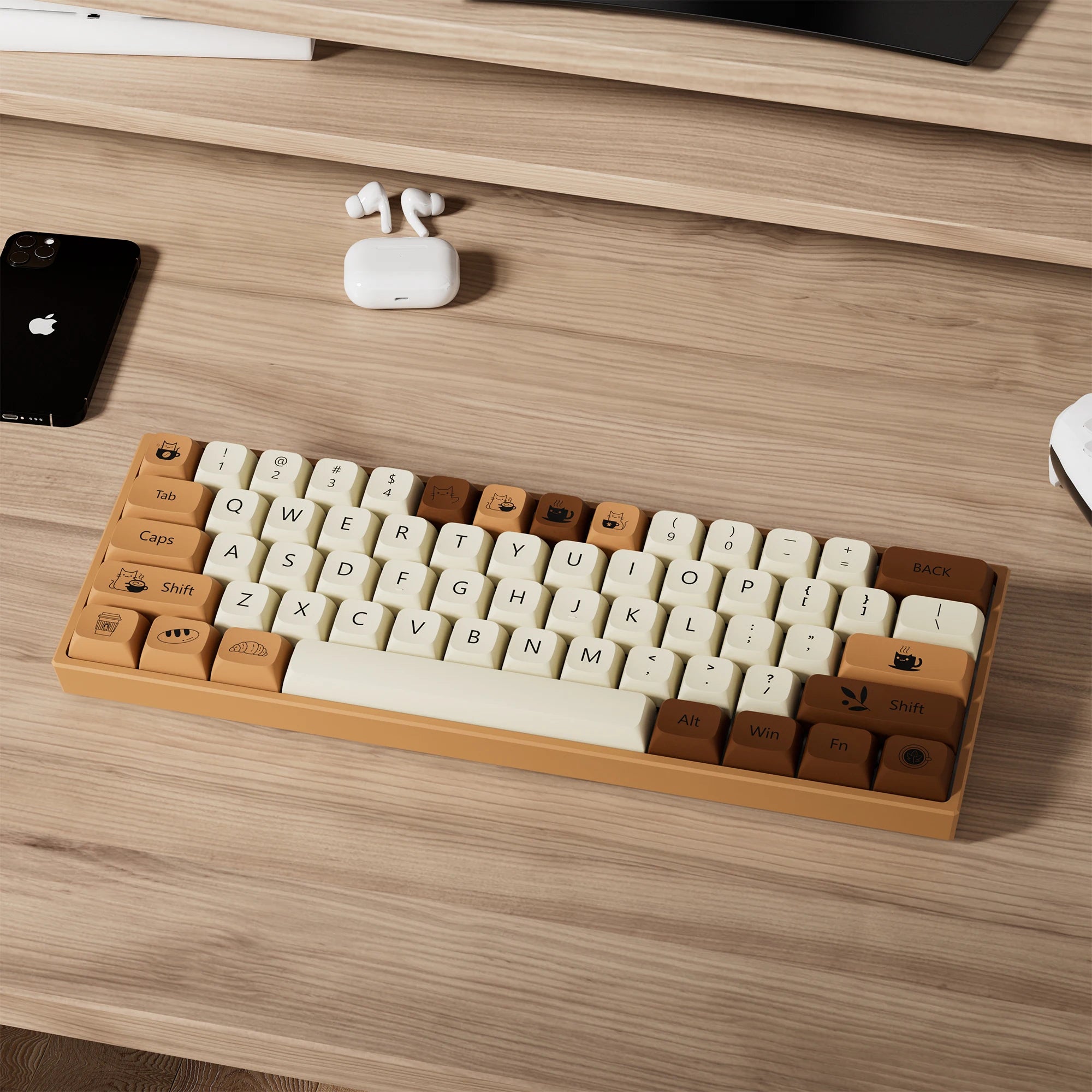 Juego de 143 llaves Coffee Cat con perfil XDA - Dye-Sub PBT