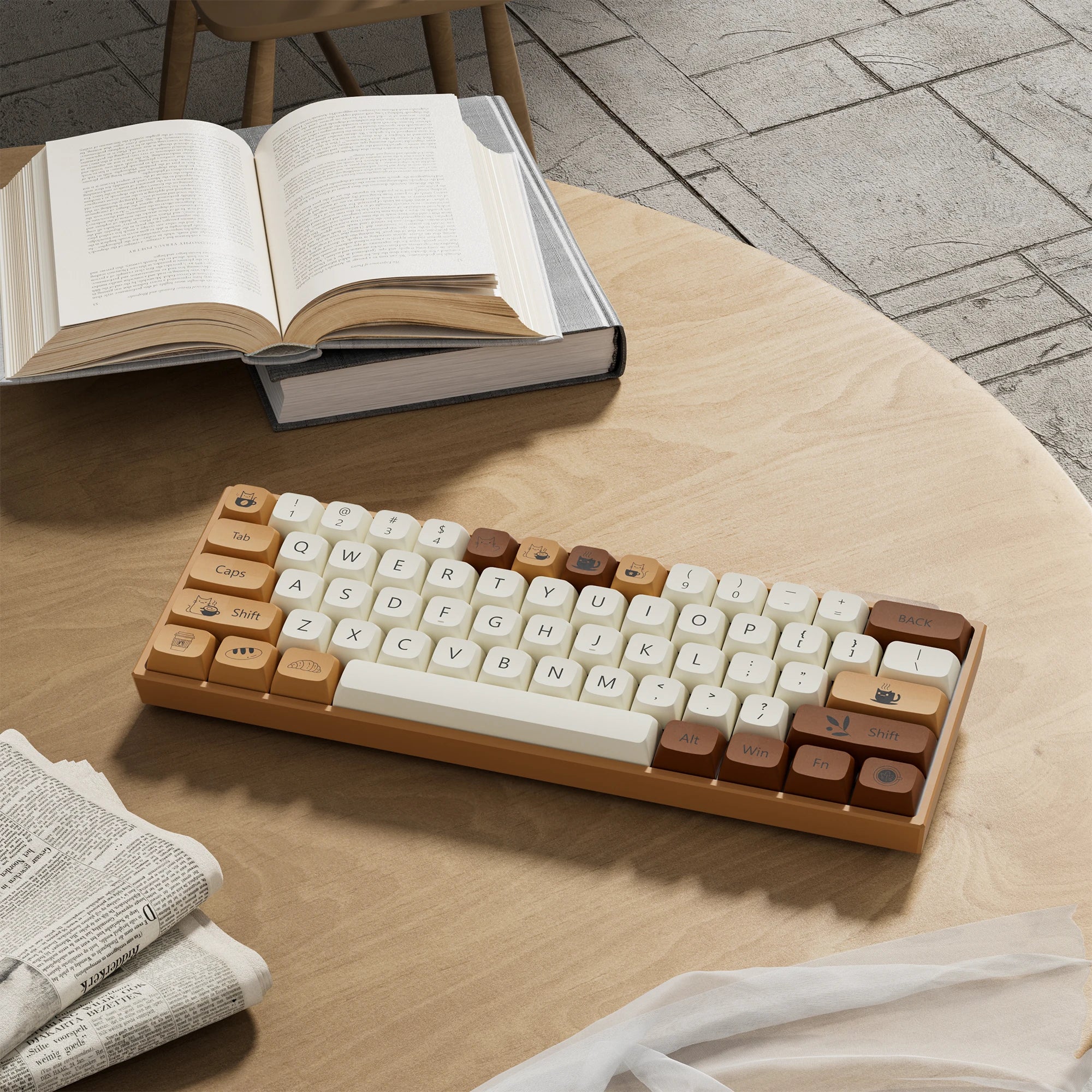 Juego de 143 llaves Coffee Cat con perfil XDA - Dye-Sub PBT