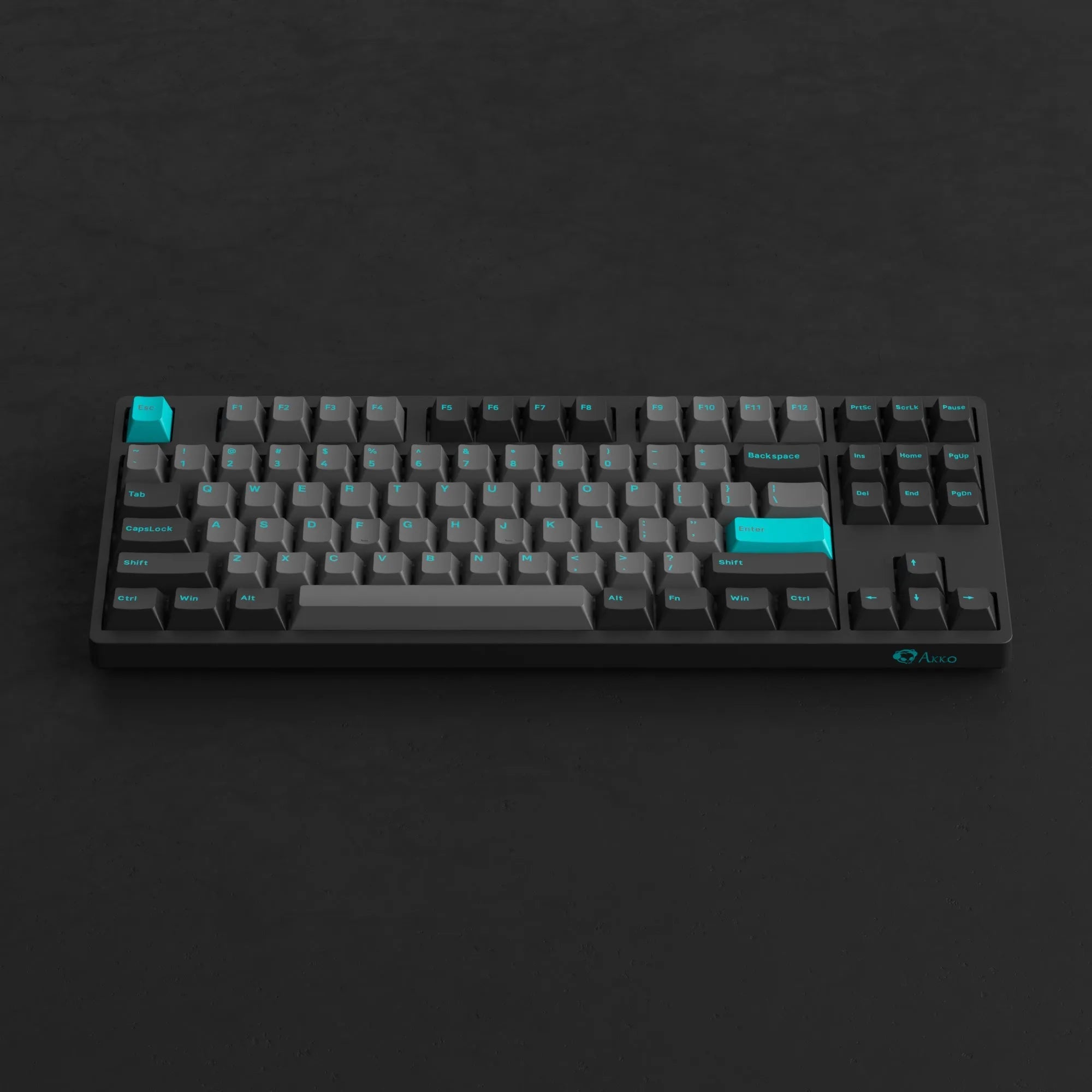 Akko 3087 Plus Black & Cyan TKL Mechanische Tastatur - Cherry Profile PBT Tastenkappen