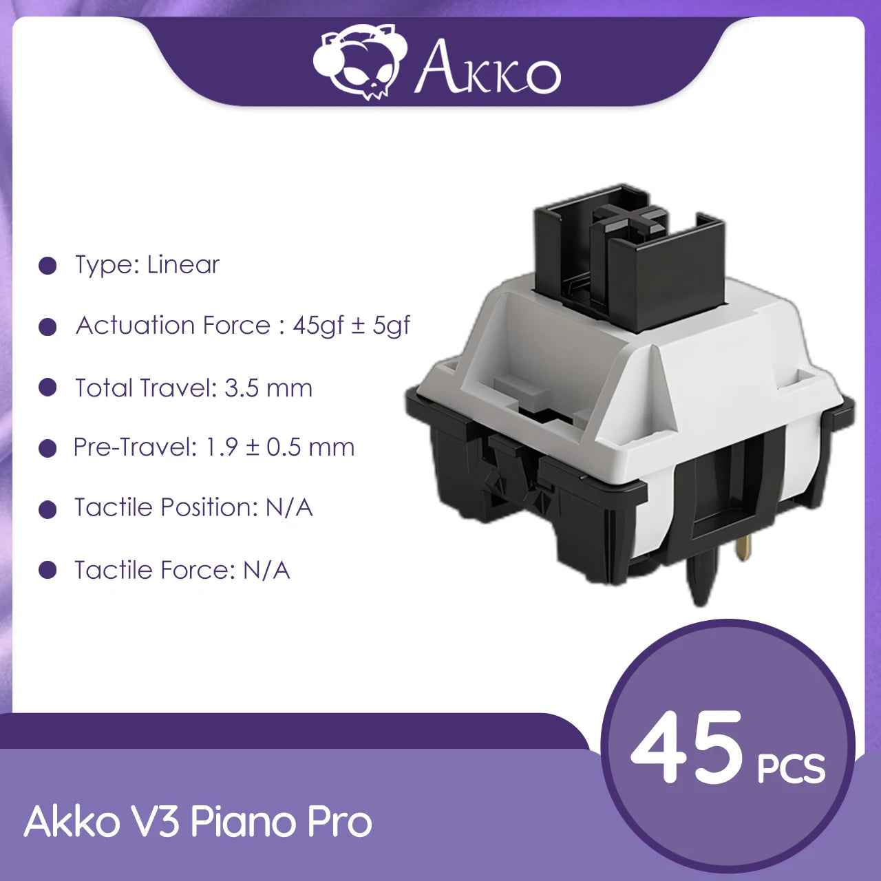 Akko V3 Pro Series Switches - Cream Yellow, Blue, Matcha Green, Piano Black - Tactile & Linear - 45pcs