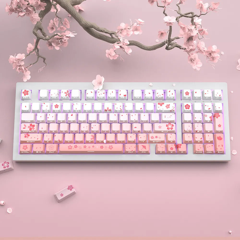 Cherry Blossom Bliss Double Shot 134-Key Custom PBT Keycap Set
