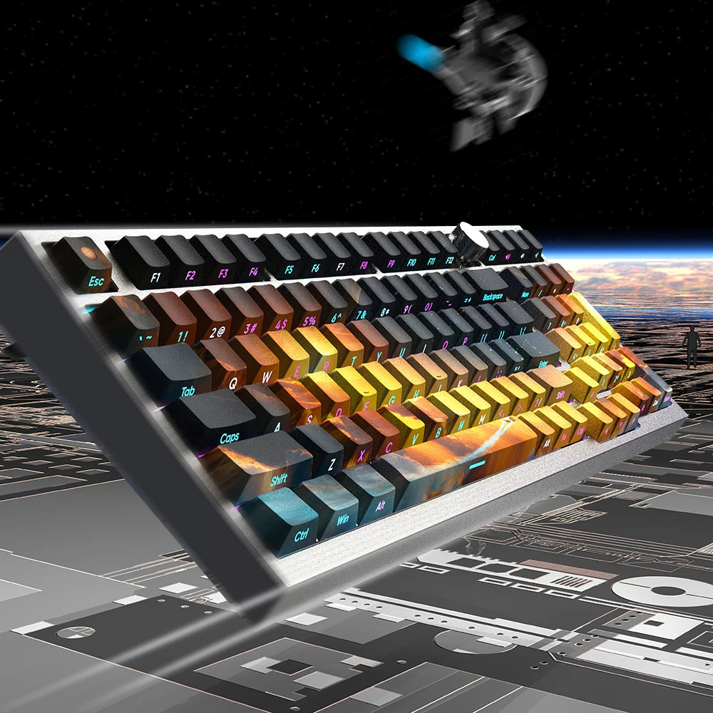 Triple Design PBT Keycap Set - Aurora Gleam, Galactic Glow, Mariana Trench