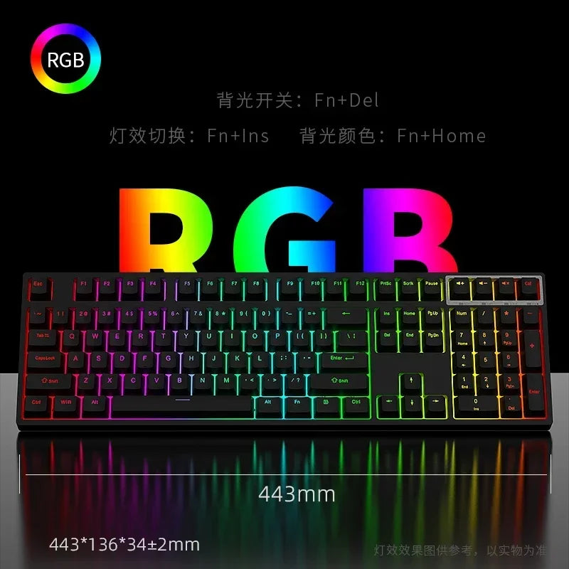 YG108 Mechanische Tastatur - 108 Tasten in voller Größe, RGB, kabelloser Tri-Mode, Hot-Swap-fähig