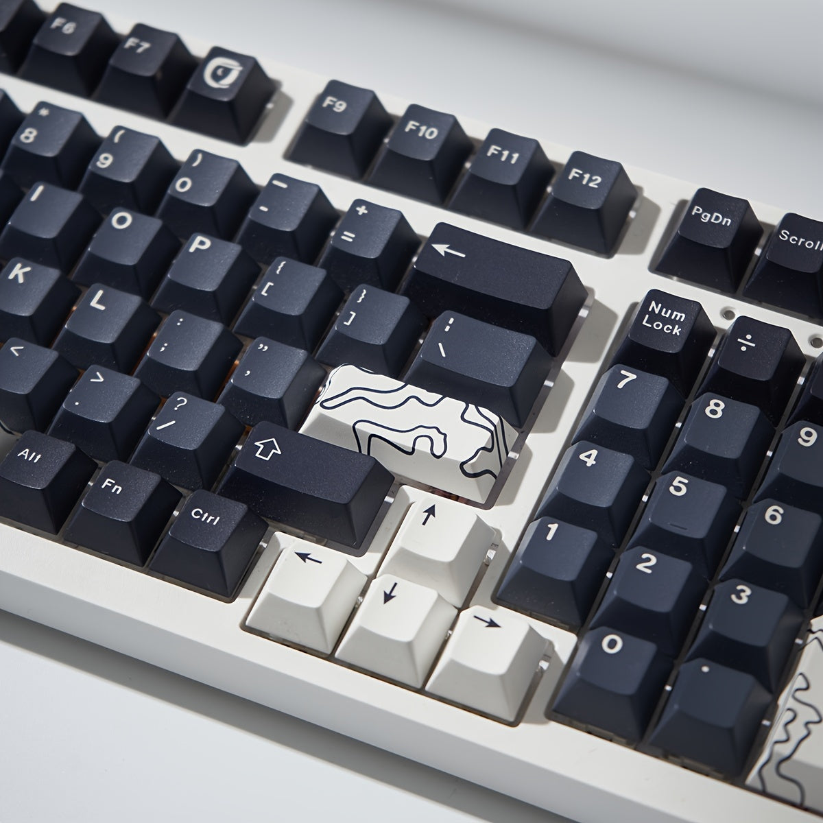 TopoMap PBT Minimalist Keycap Set – White Line Design for Mechanical Keyboards, OEM Profile