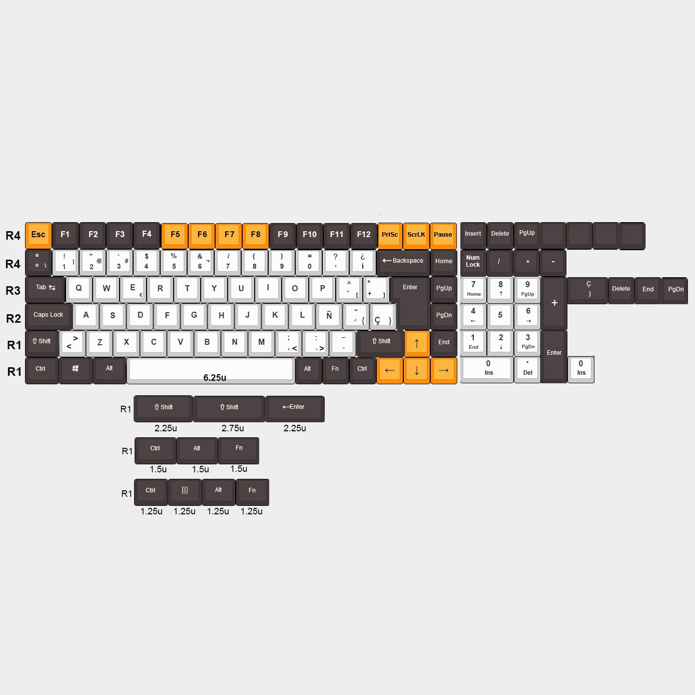 77/87/124 Key ISO-ES PBT OEM Profile Keycap Set