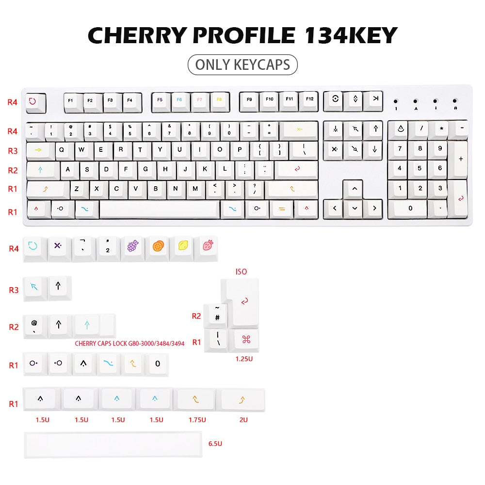 133 Keys PBT Cherry Profile Keycap Set - Fruit Frenzy