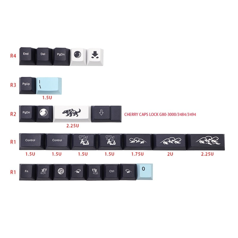 135 Key ISO-DE PBT Cherry Profile Keycap Set - Stürmisches Meer