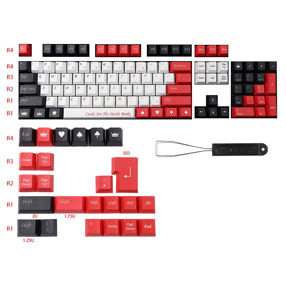 128 Key PBT Cherry Profile Keycap Set - Texas Holdem