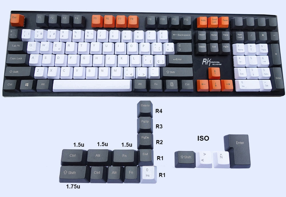 77/87/124 Key ISO-ES PBT OEM Profile Keycap Set