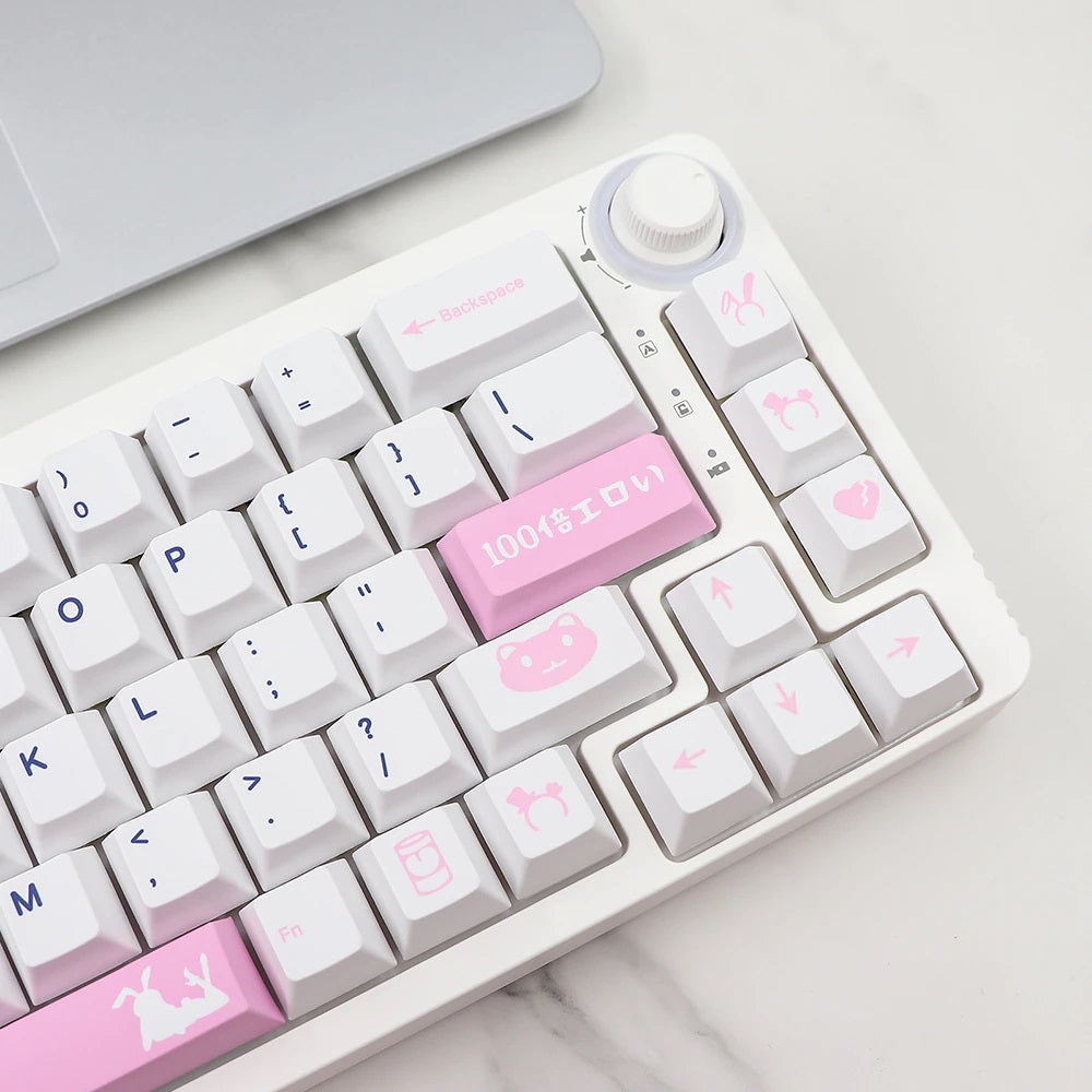 137 Tasten PBT Kirsche Profil Keycap Set - Rosa Hase