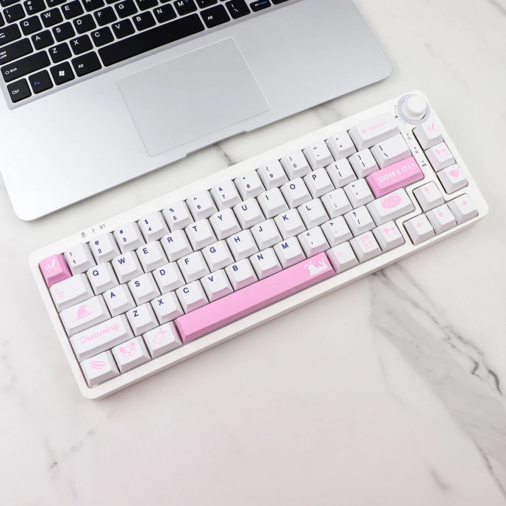 137 Tasten PBT Kirsche Profil Keycap Set - Rosa Hase