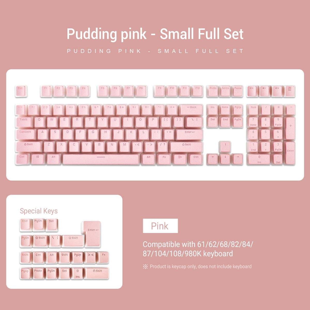 108 Key Doubleshot PBT OEM Profile Pudding Keycaps - Choose from many different colours!