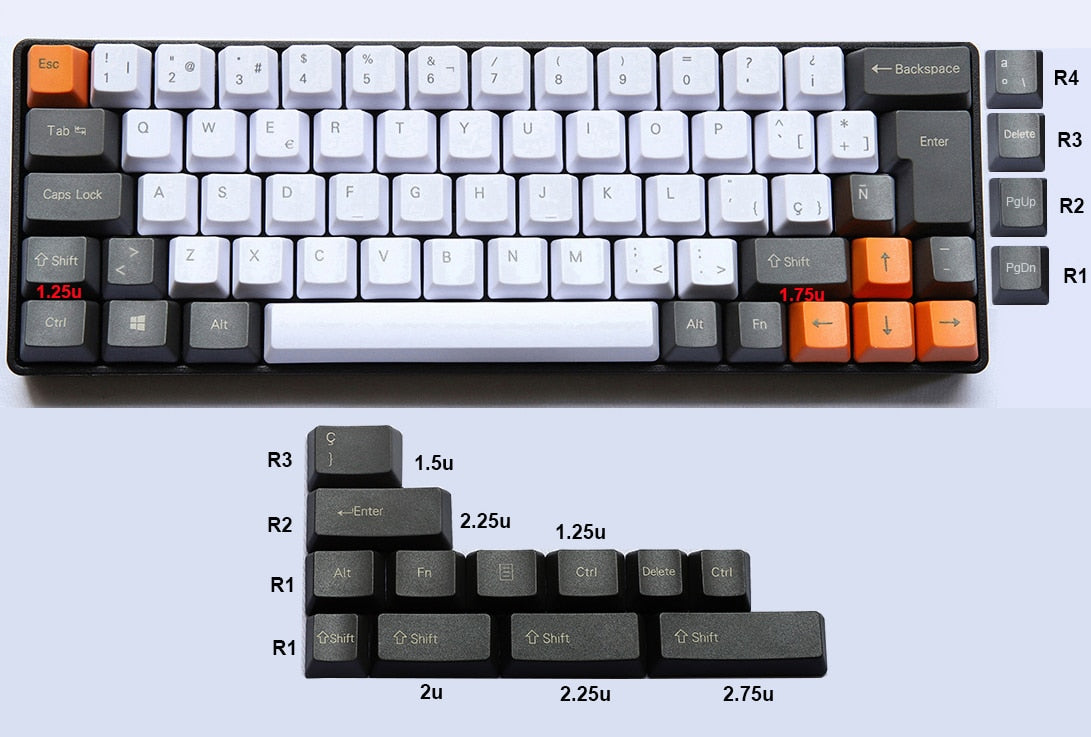 77/87/124 Key ISO-ES PBT OEM Profile Keycap Set