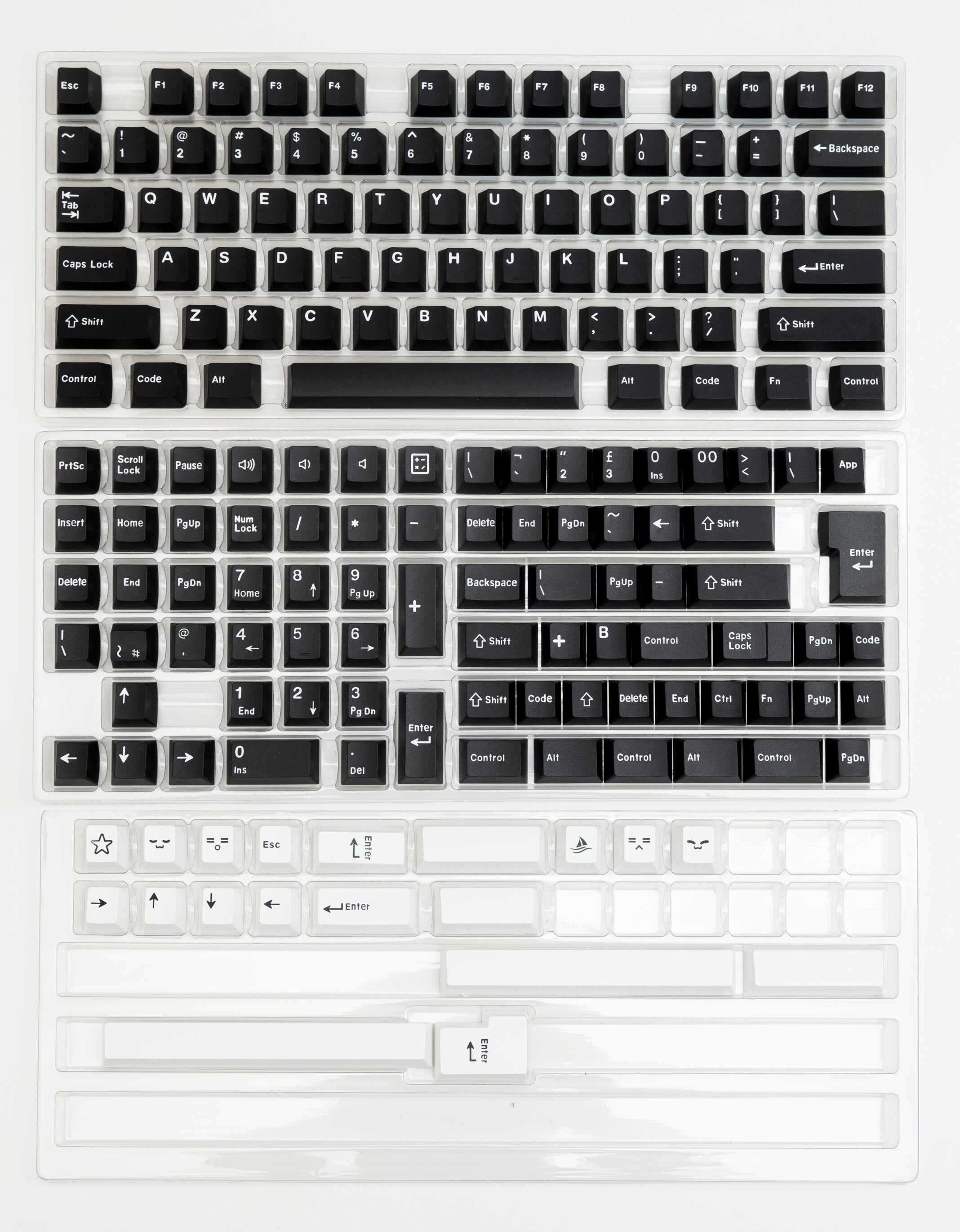 Set di 173 tasti con profilo in ciliegio PBT Doubleshot - Bianco e nero