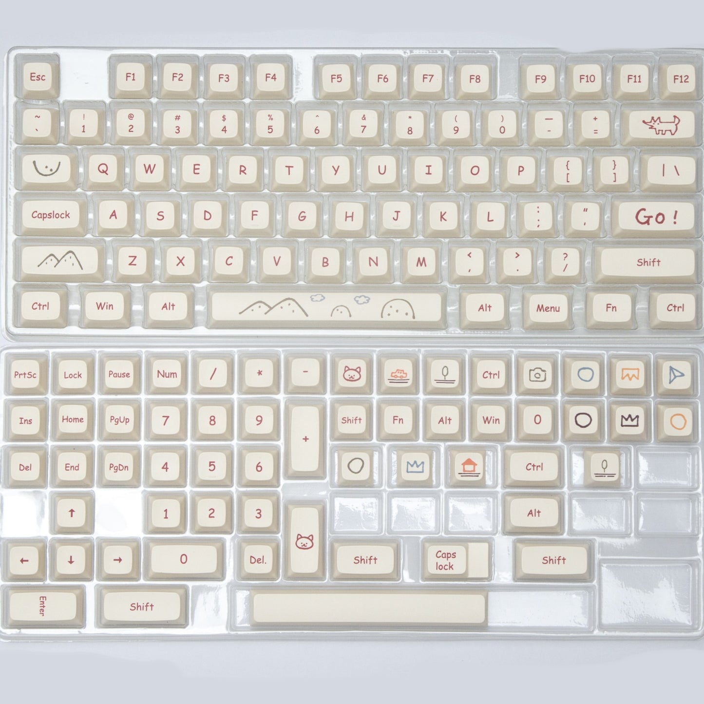 132 Key PBT XDA Profile Keycap Set - Doodles