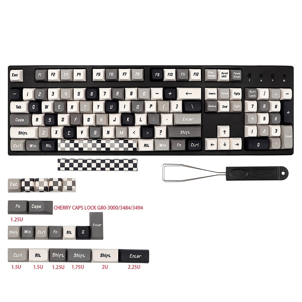 125 Key PBT XDA Profile Checkered Keycap Set