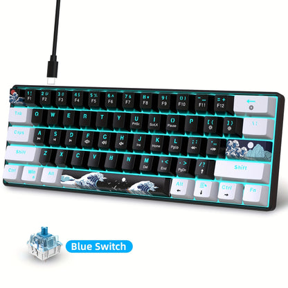 HXSJ 60% Mechanical Gaming Keyboard – Compact, Blue Switches, Backlit