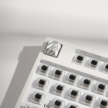 TopoMap PBT Minimalist Keycap Set – White Line Design for Mechanical Keyboards, OEM Profile