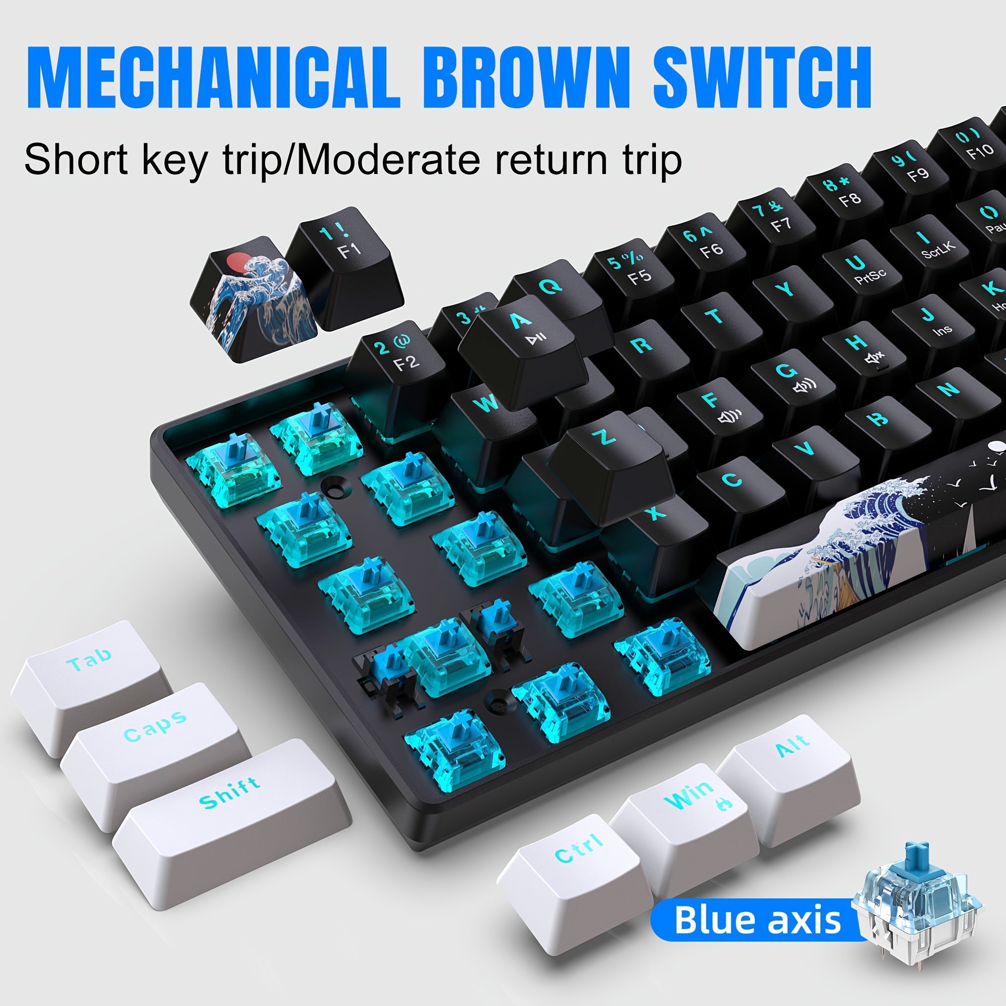 HXSJ 60% Mechanical Gaming Keyboard – Compact, Blue Switches, Backlit