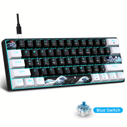 HXSJ 60% Mechanical Gaming Keyboard – Compact, Blue Switches, Backlit