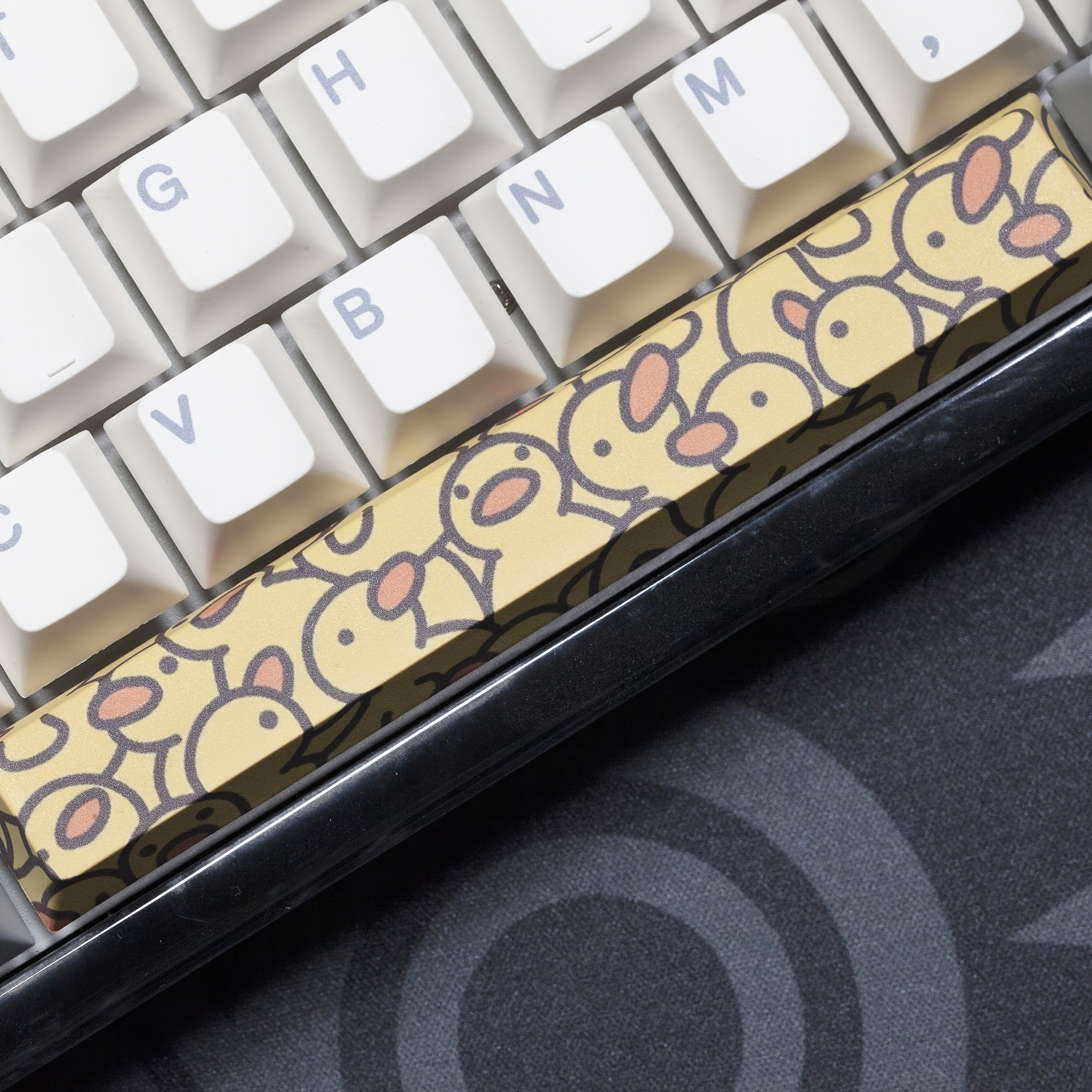 QuackBar PBT Dye-Subbed Spacebar Keycap – Yellow Baby Duck Design, Cherry Profile for Mechanical Keyboards