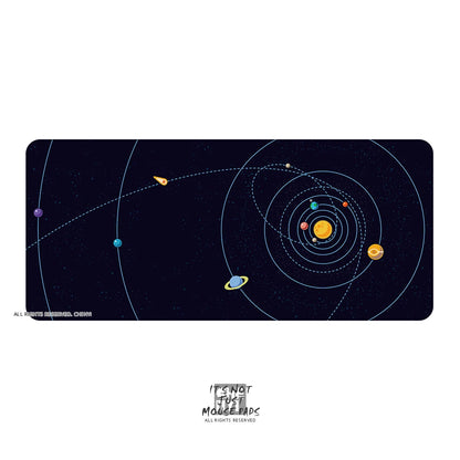 CelestialKeys Galaxy Deskmat - Stellar Solar System-Themed Mousepad with Stitched Edges