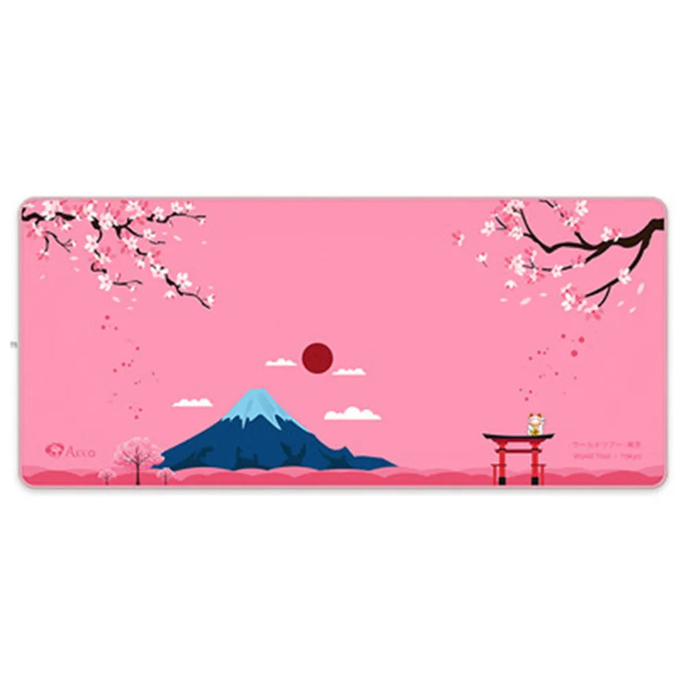 Akko World Tour Tokyo XXL Desk Mat - Non-Slip, Cherry Blossom Theme