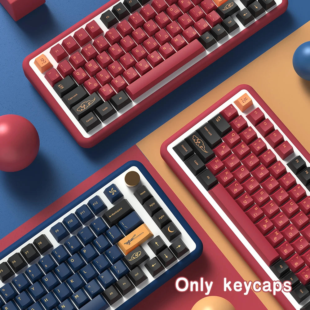 Samurai PBT Keycap Set – Blue/Red, Cherry Profile