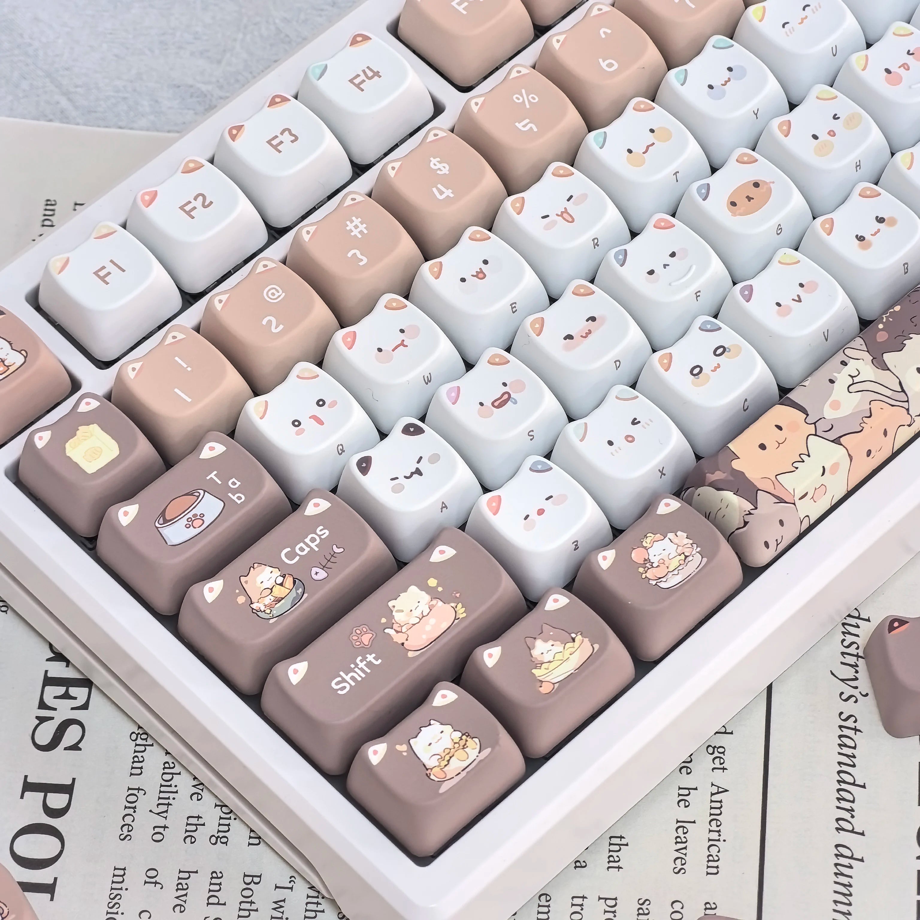 MeowMix 108-Key MAO Profile Cat Keycap Set - PBT Dye-Sub