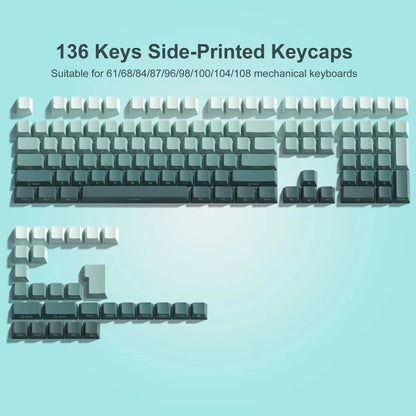 Gradient Side-Print PBT Keycaps – 136 Keys, Multiple Color Options, Backlit