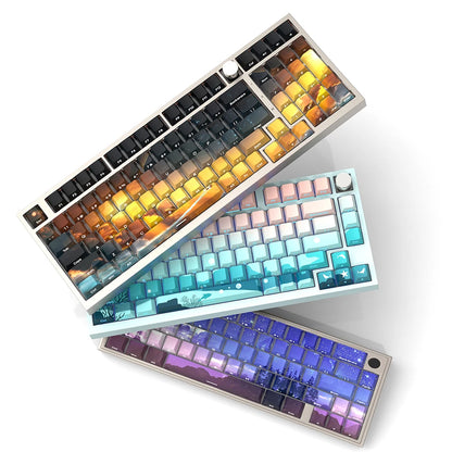 Triple Design PBT Keycap Set - Aurora Gleam, Galactic Glow, Mariana Trench
