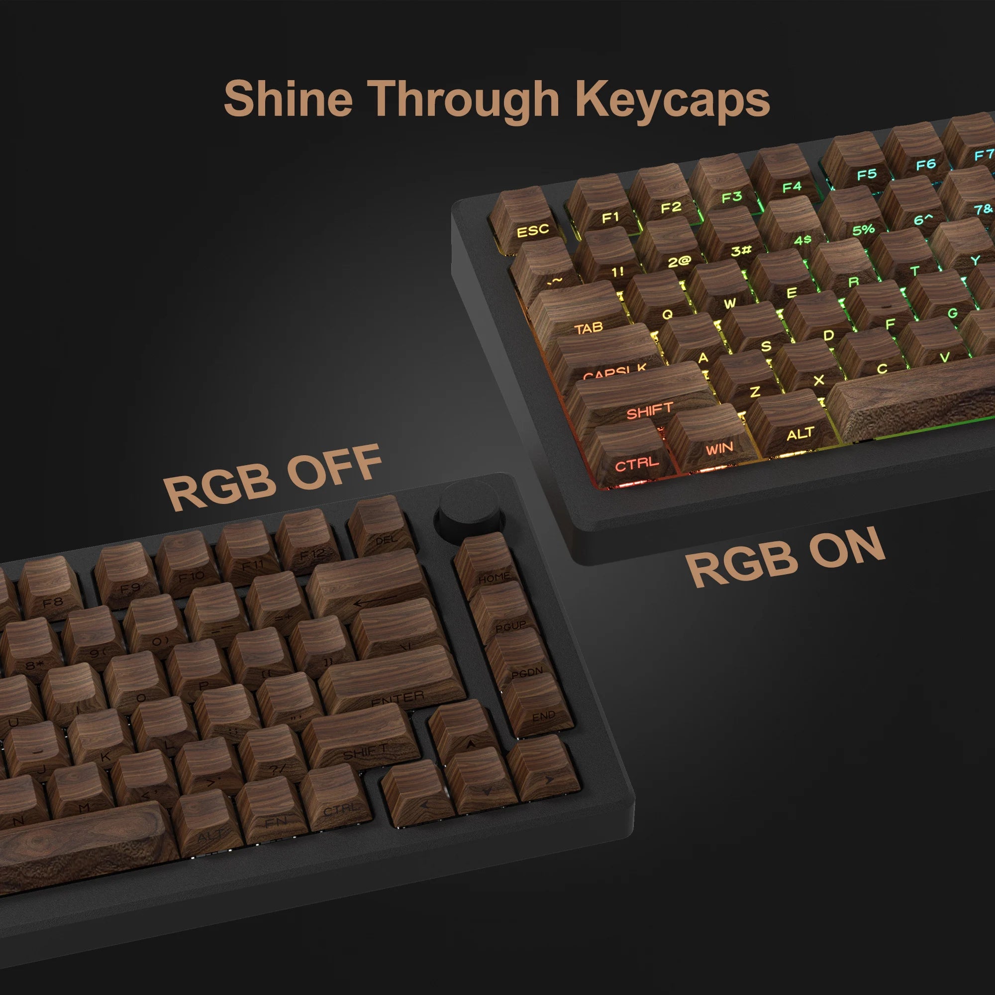 TimberShade 136-Key Side Print Wooden Pattern Keycaps - Cherry Profile for MX Switches