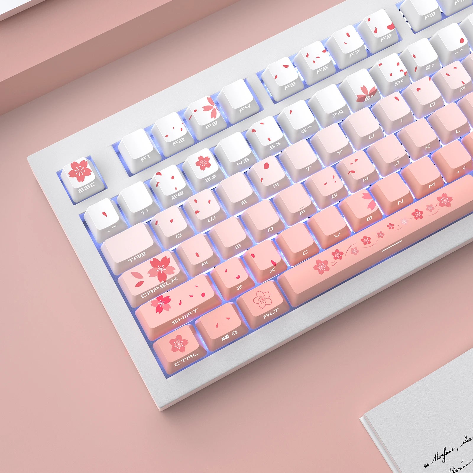 Cherry Blossom Bliss Double Shot 134-Key Custom PBT Keycap Set