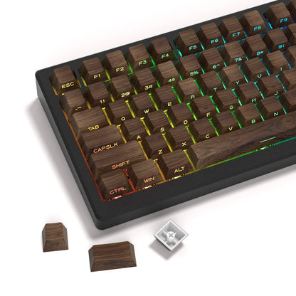 TimberShade 136-Key Side Print Wooden Pattern Keycaps - Cherry Profile for MX Switches