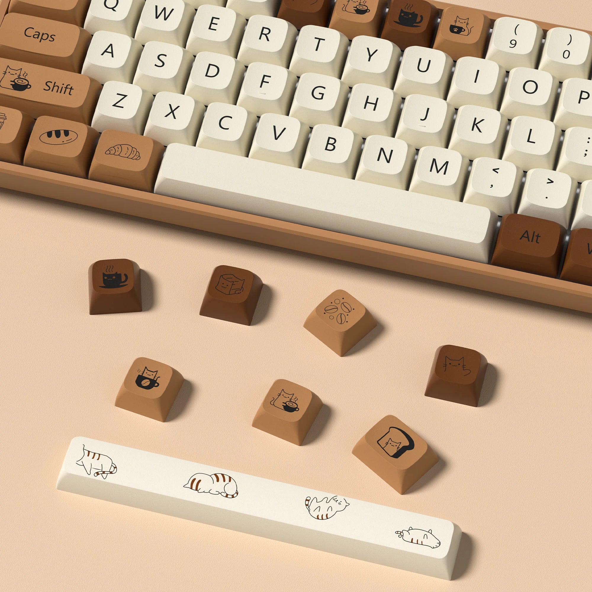 Coffee Cat 143-Tasten XDA-Profil Tastenkappen-Set - Dye-Sub PBT