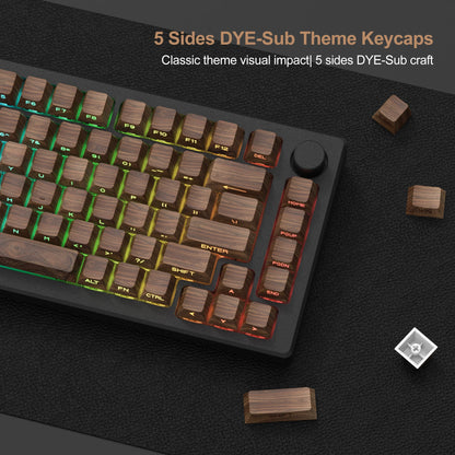 TimberShade 136-Key Side Print Wooden Pattern Keycaps - Cherry Profile for MX Switches