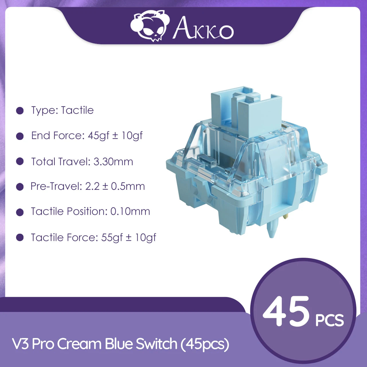 Akko V3 Pro Series Switches - Cream Yellow, Blue, Matcha Green, Piano Black - Tactile & Linear - 45pcs