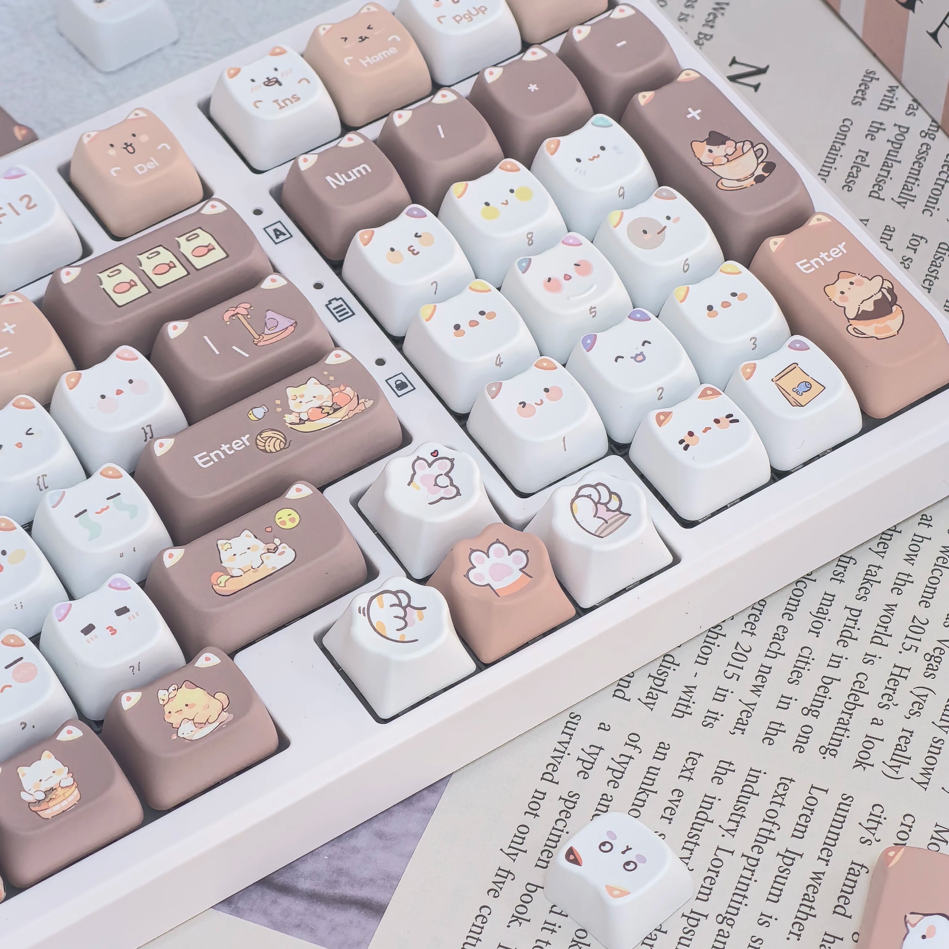 MeowMix 108-Tasten MAO Profile Cat Keycap Set - PBT Dye-Sub