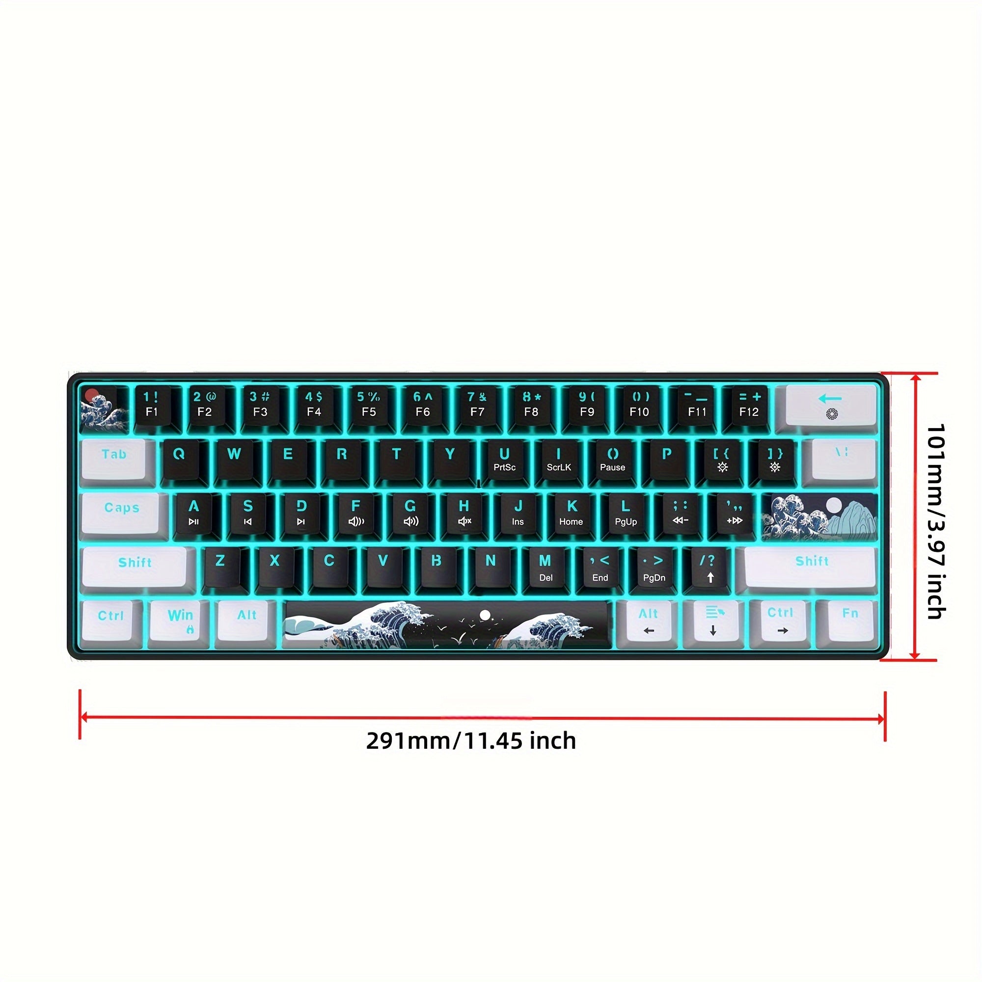 HXSJ 60% Mechanical Gaming Keyboard – Compact, Blue Switches, Backlit