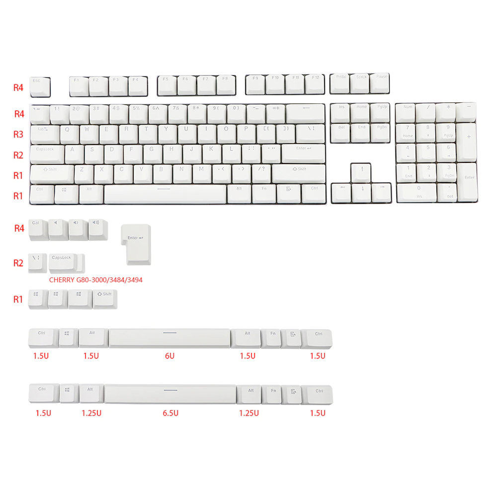 131 Key Doubleshot PBT OEM Profile Backlight Keycap Set - Available in Black or White!