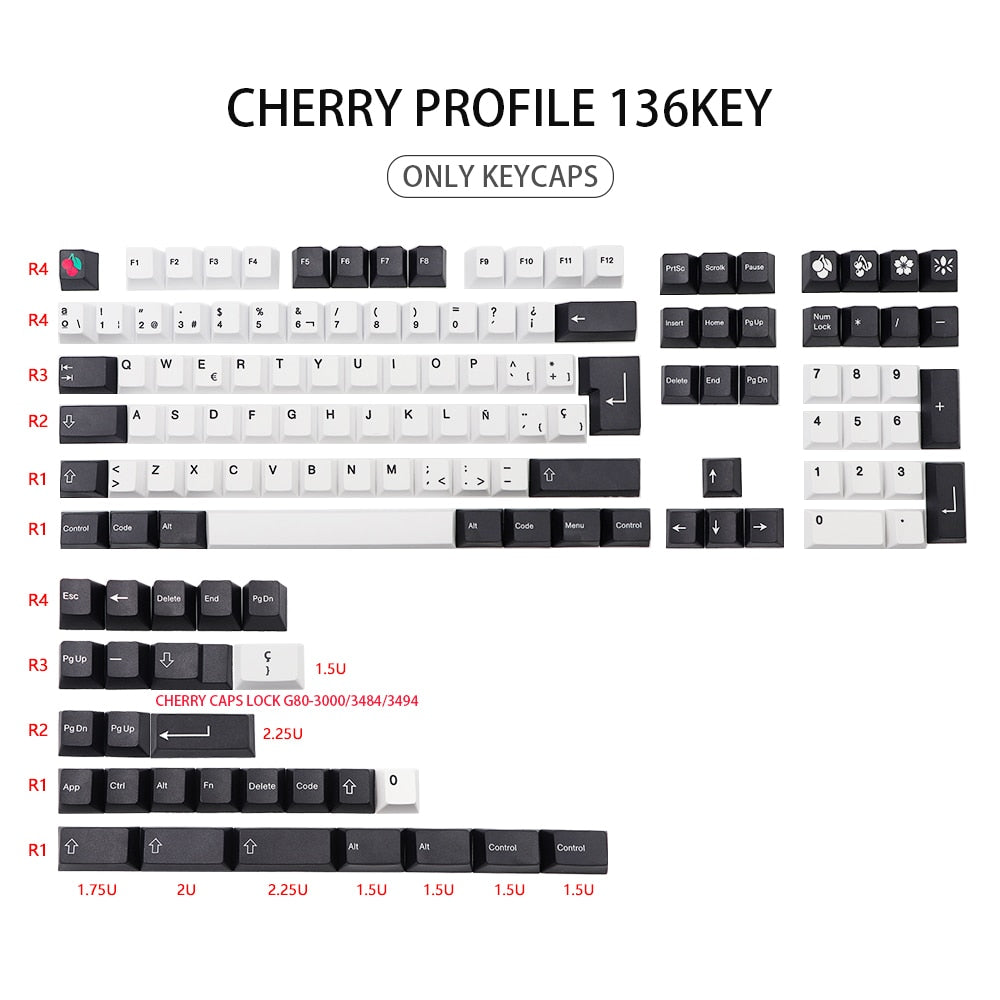▷ Iso Layout Keycap Set 134 Key Cherry Profile PBT 【 2023 】