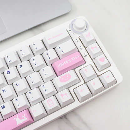 137 Key PBT Cherry Profile Keycap Set - Pink Bunny