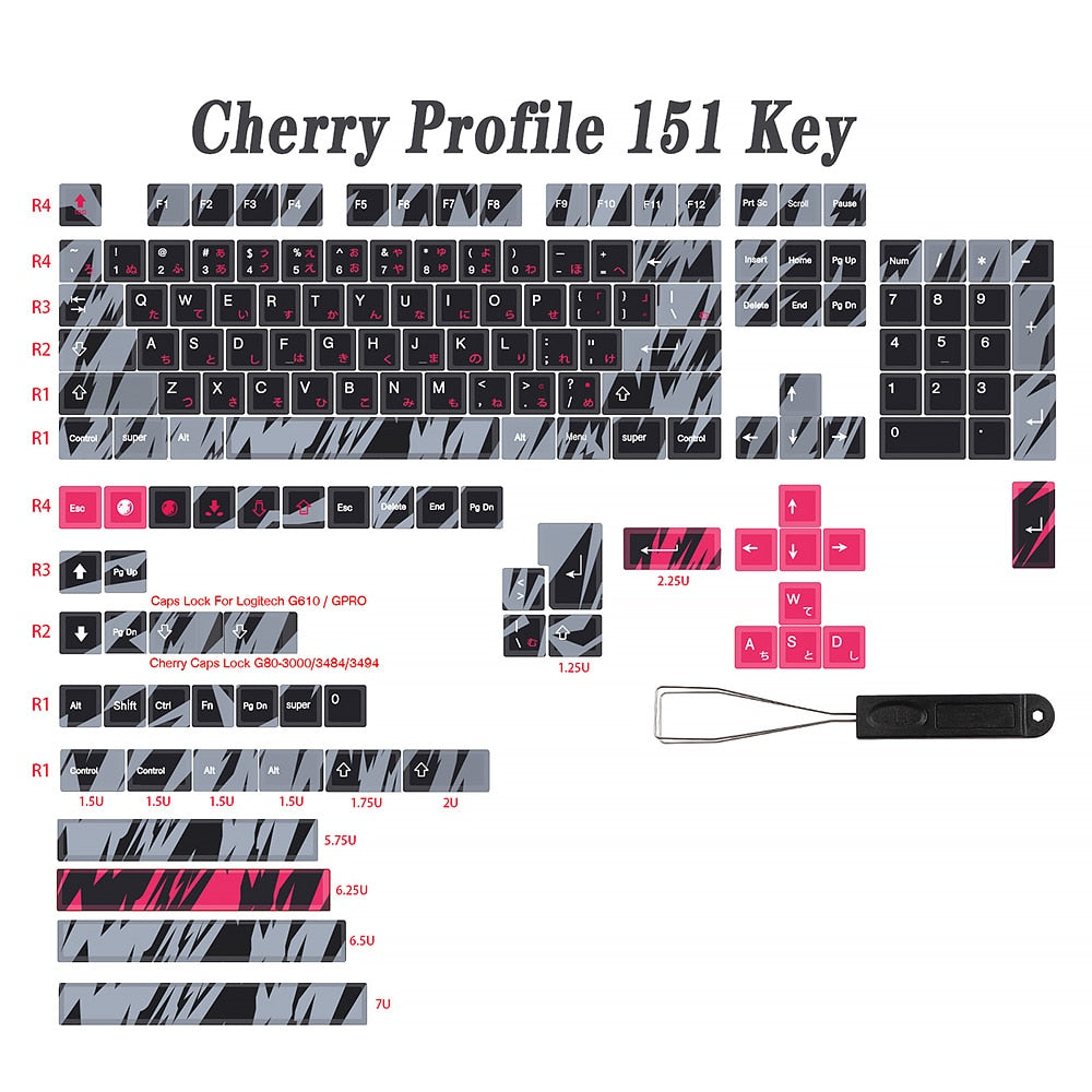 151 Key PBT Cherry Profile Keycap Set - Hidden Power