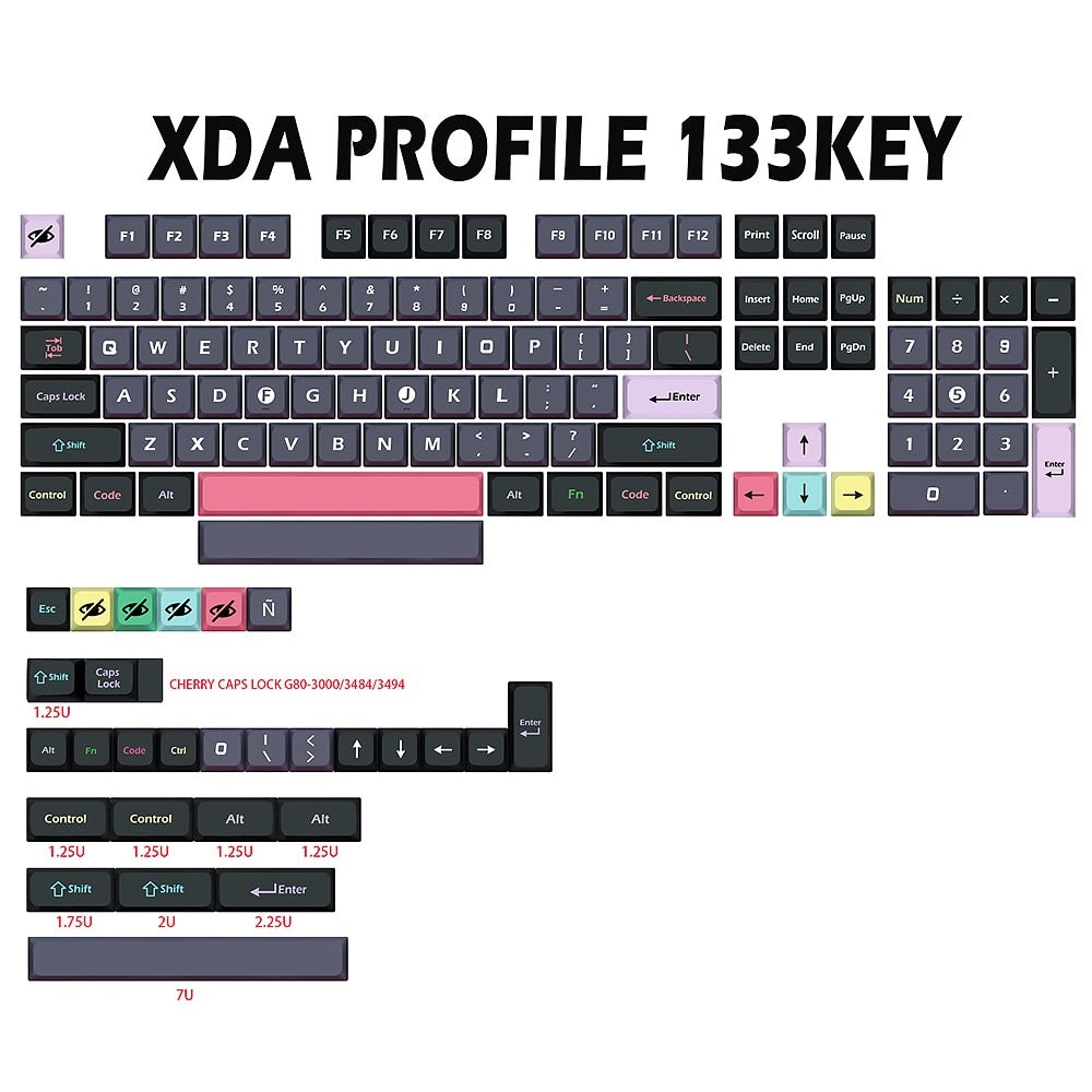 133 Key PBT XDA Profile Keycap Set - Bubblegum